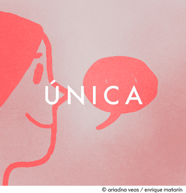 Ilustración del perfil de una persona con un globo de diálogo, donde aparece la palabra "ÚNICA" en letras negritas.